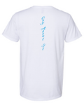 White Short Sleeve Tee Shirt (Blue Script Lettering)